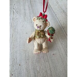Vintage Hallmark jointed gift bear 2000 2nd mistletoe ornament bearer porcelain